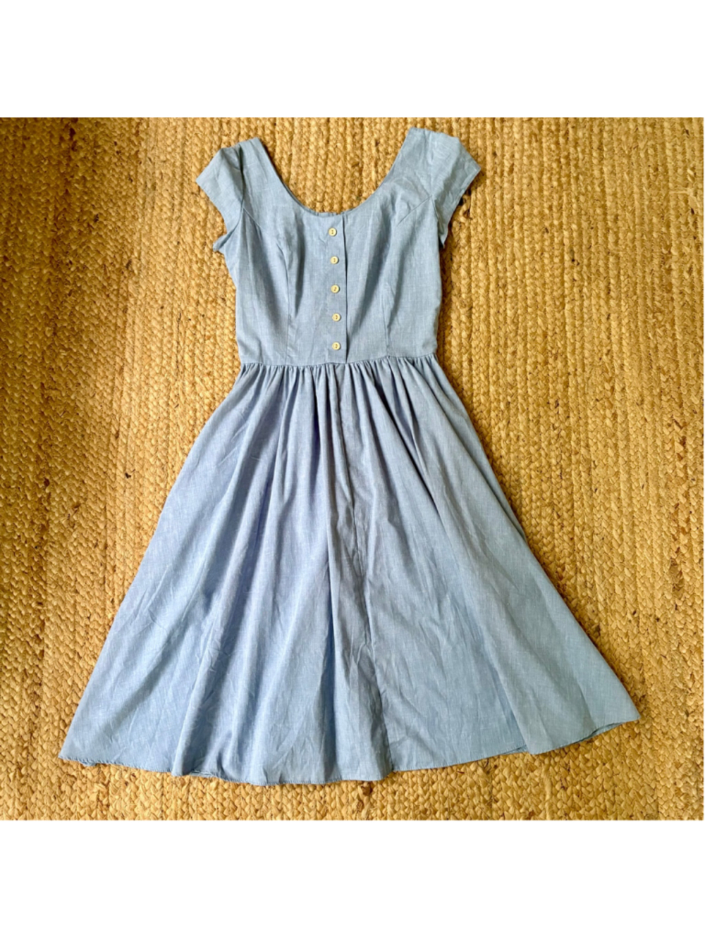 Vintage 70s David Robin light blue fit & flare dress